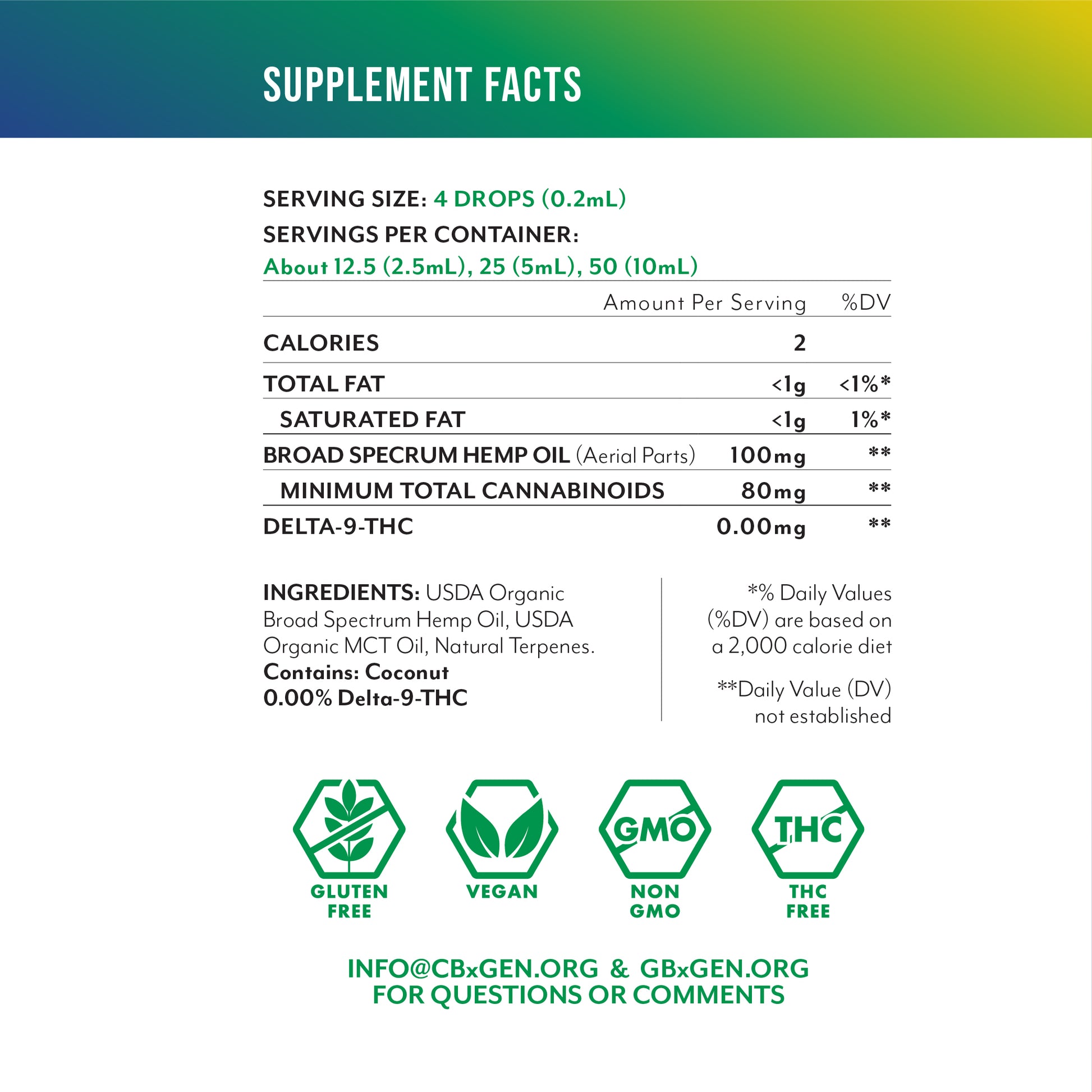 CBxDROPS ORGANIC BROAD SPECTRUM CBD SUPLEMENT FACTS